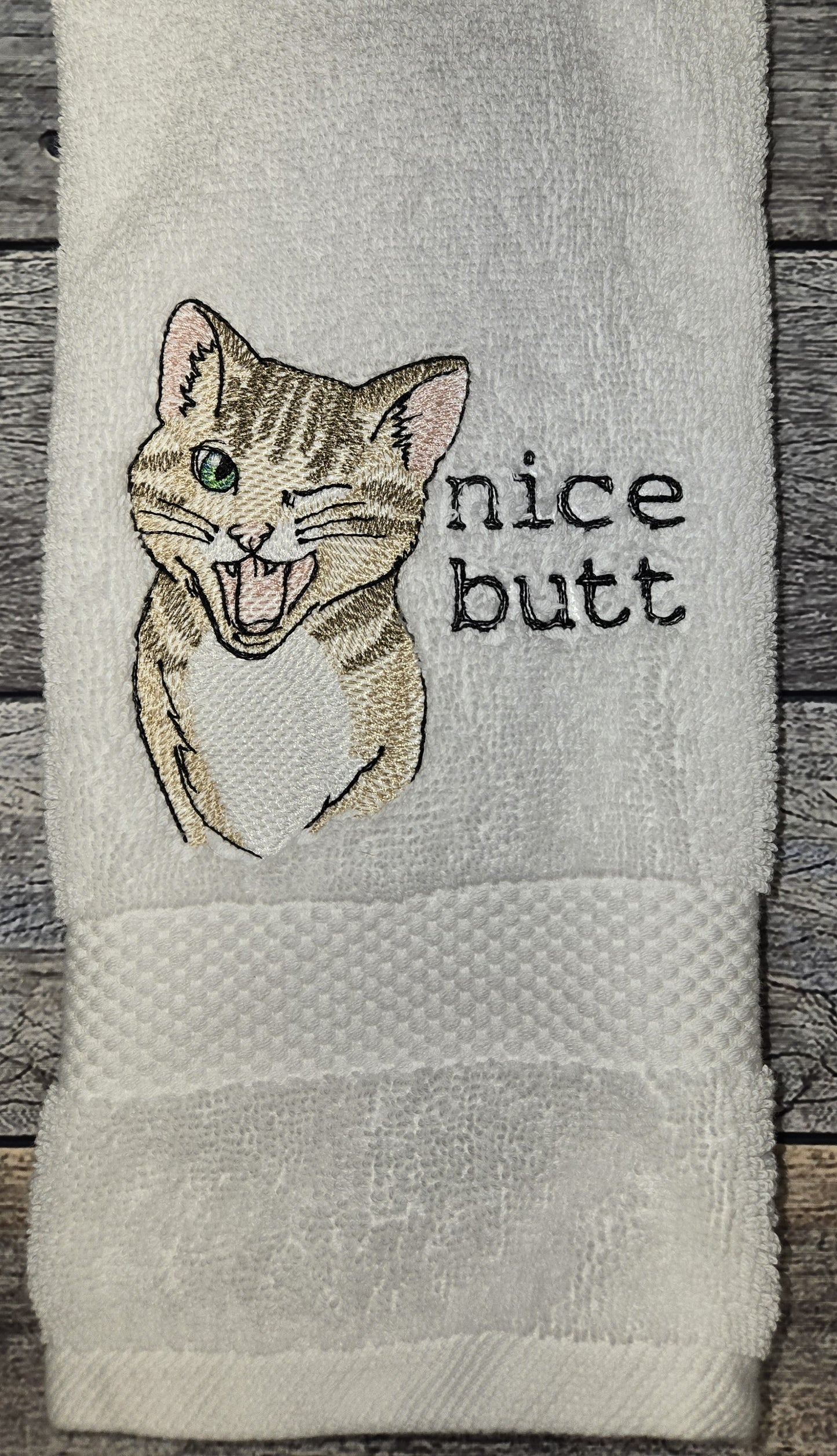 Nice Butt Cat Embroidered Hand Towel