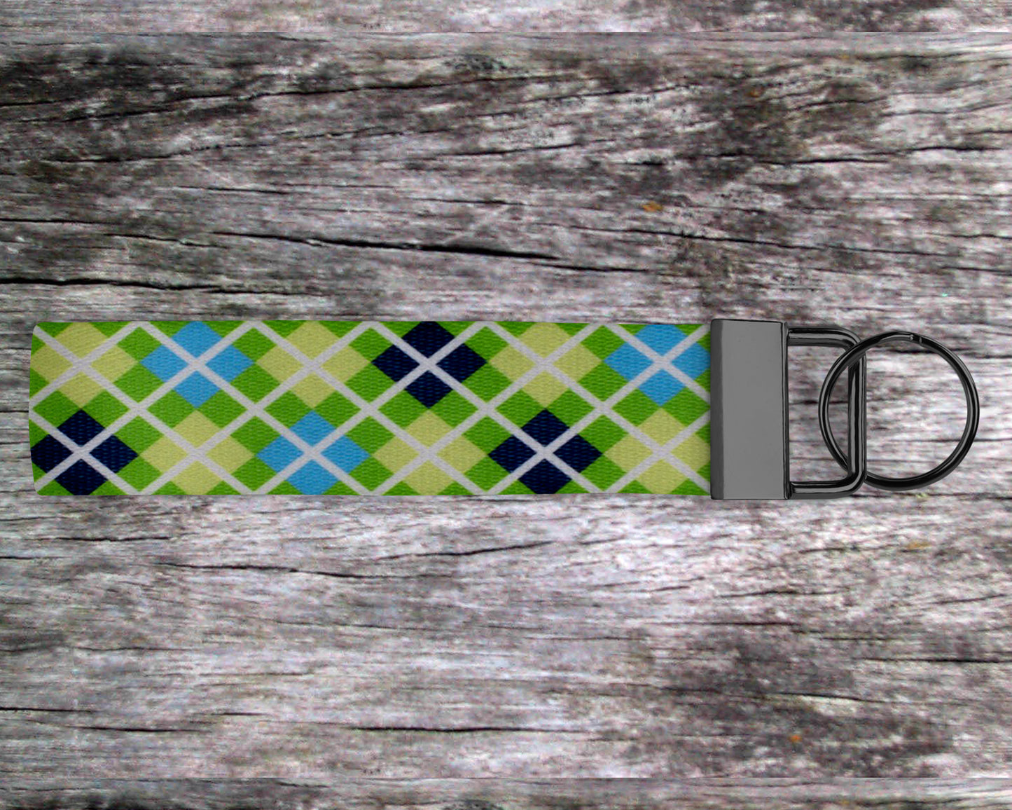 Lime Green Argyle Keyfob Wristlet