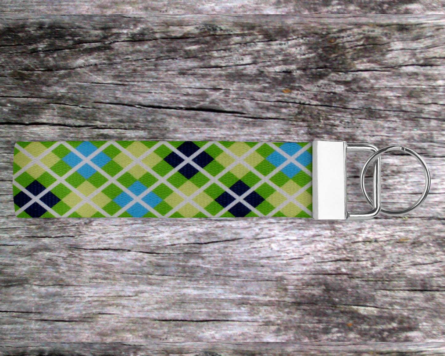 Lime Green Argyle Keyfob Wristlet